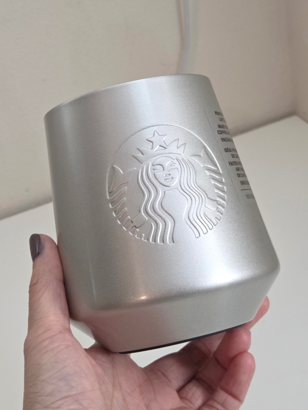 Starbucks Silver Stainless Insulated Mug Perfect Pour Latte 12 oz READ